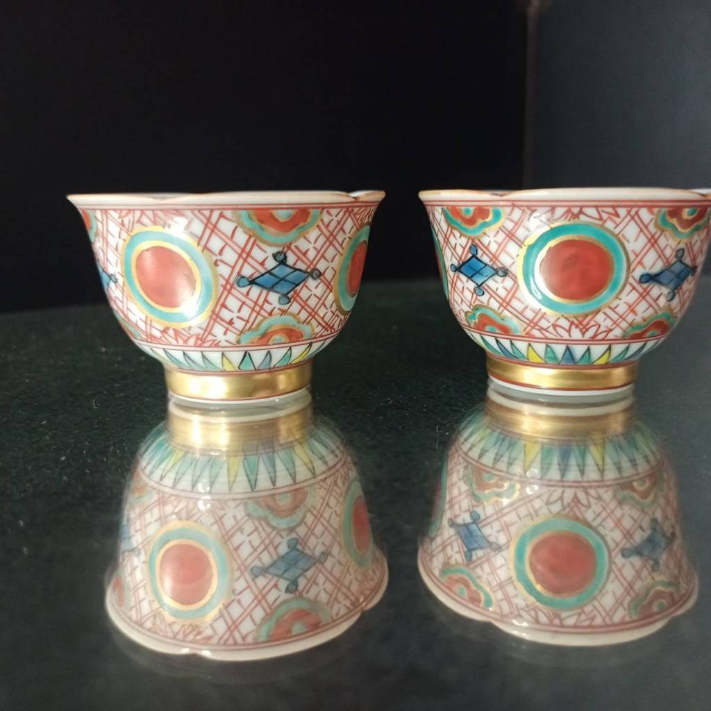 Kyo Yaki Kiyomizu Yaki Heian Kitzcho Sake Cup Tokkuri Sake (เหมา 2 ใบ)