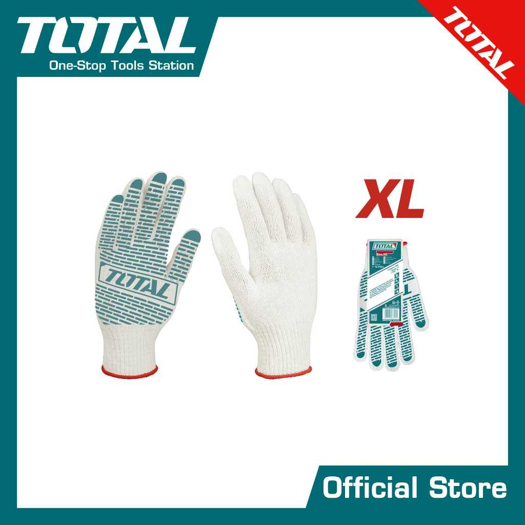 ถุงมือผ้าคอตตอน(กันลื่น) 6 ขีด TOTAL #TSP11102