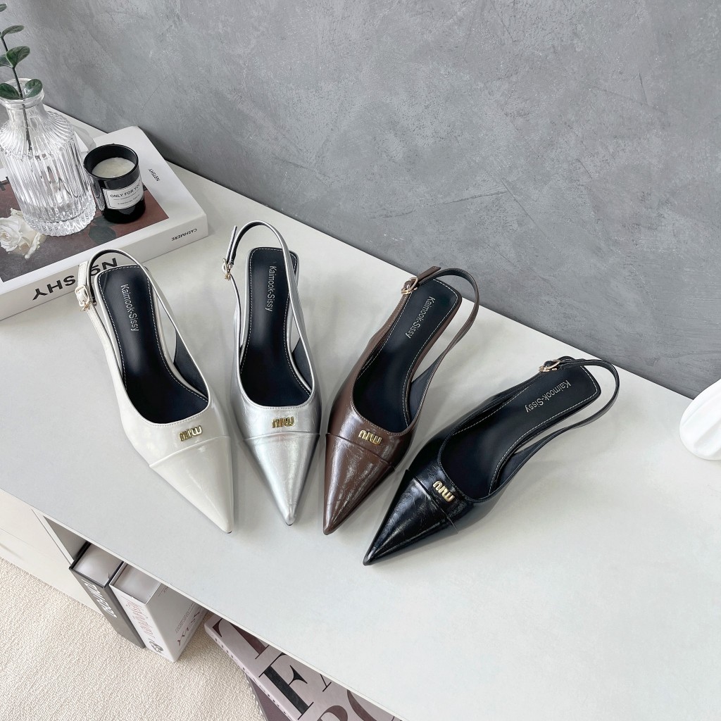 รองเท้ารัดส้น  หัวแหลมHigh Heels ส้นสูง 1นิ้ว รองเท้าKaimook sissy 3770-9