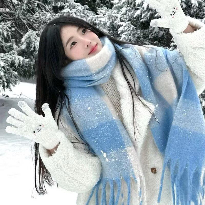 [พร้อมส่ง🧣] ผ้าพันคอ ผ้าคลุมไหล่ ผืนใหญ่ ลายสก๊อตกำลังฮิต ให้ความอบอุ่น สไตล์เกาหลีญี่ปุ่น - รูปที่ 5