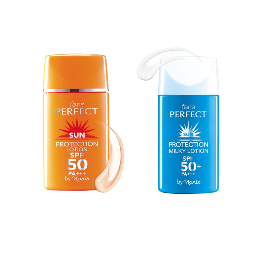 โลชั่นกันแดด ฟาริส กันน้ำ กันเหงื่อ มีให้เลือก 2 สูตร Faris Perfect Sun Protection SPF50 PA+++ ขนาด 30ml