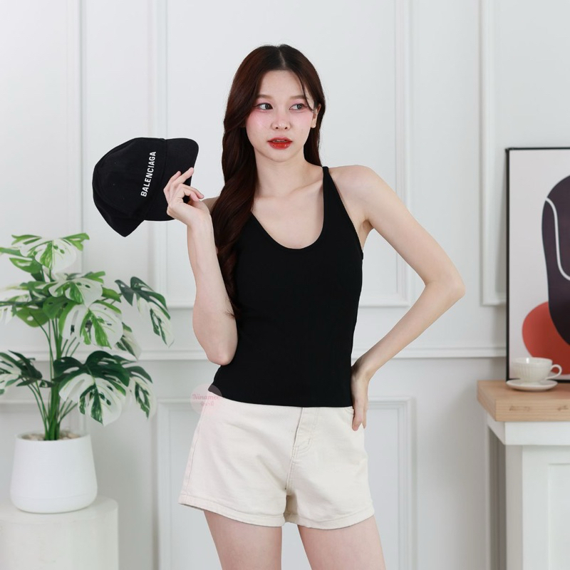 🍒Ninamee เสื้อกล้ามมีบราคอเว้า อก28-38 นิ้ว ผ้าร่องพรีเมียม ยืดหยุ่นใส่สบาย สาวอวบใส่ได้ ทรงสวย #NN12 รูปที่ 8