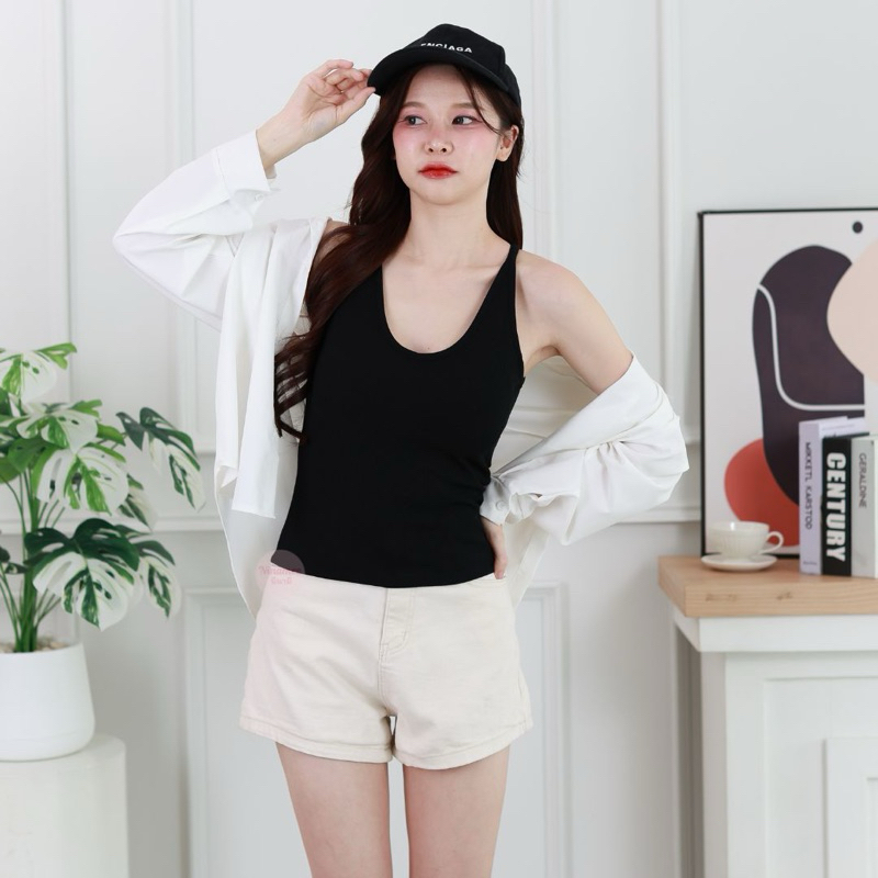 🍒Ninamee เสื้อกล้ามมีบราคอเว้า อก28-38 นิ้ว ผ้าร่องพรีเมียม ยืดหยุ่นใส่สบาย สาวอวบใส่ได้ ทรงสวย #NN12 รูปที่ 6