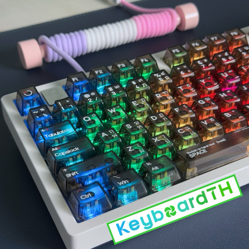 คีย์แคป ใส คีย์แคป ไทย keycap ไฟลอด ไฟทะลุ keycaps thai oem cherry cbsa ภาษาไทย