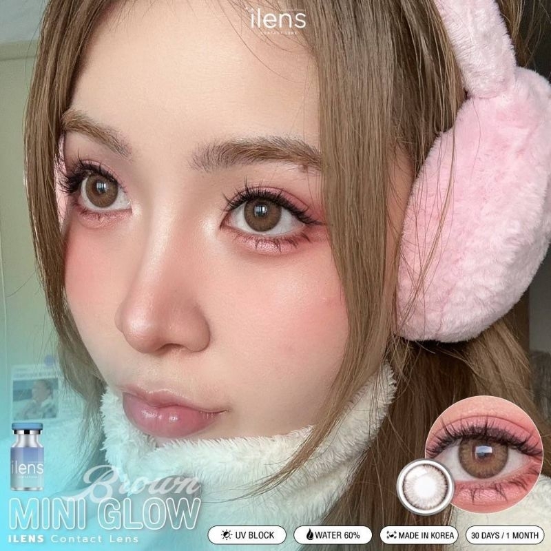 (COD)คอนแทคเลนส์ รุ่นMini Glow ค่าอมน้ำ60% สายตา 0.00 ถึง -600 รายเดือน iLens