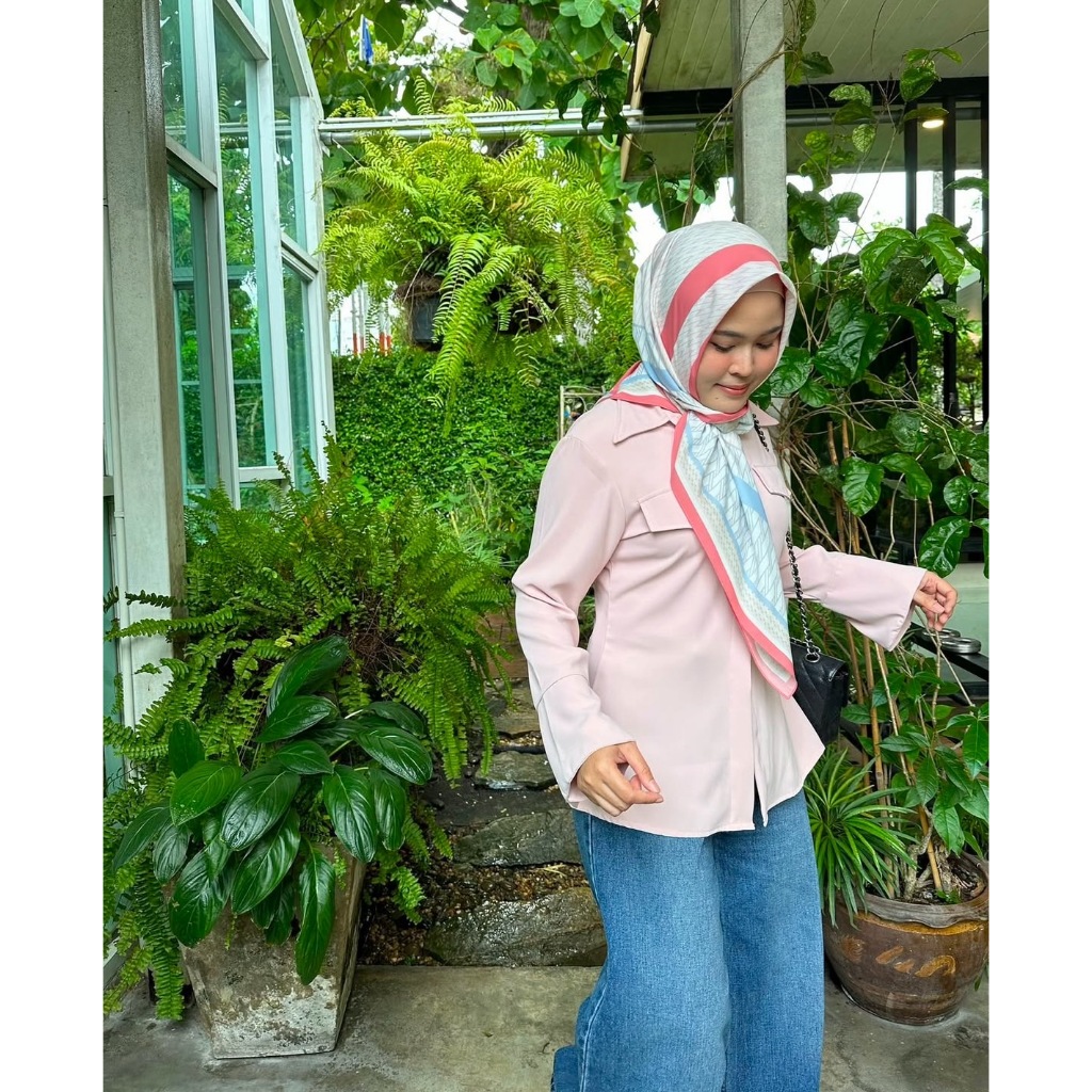 Monogram 01 ผ้าคลุม Signatue (Premium matte silk nano) Size 115x115 cm [N Able Style]