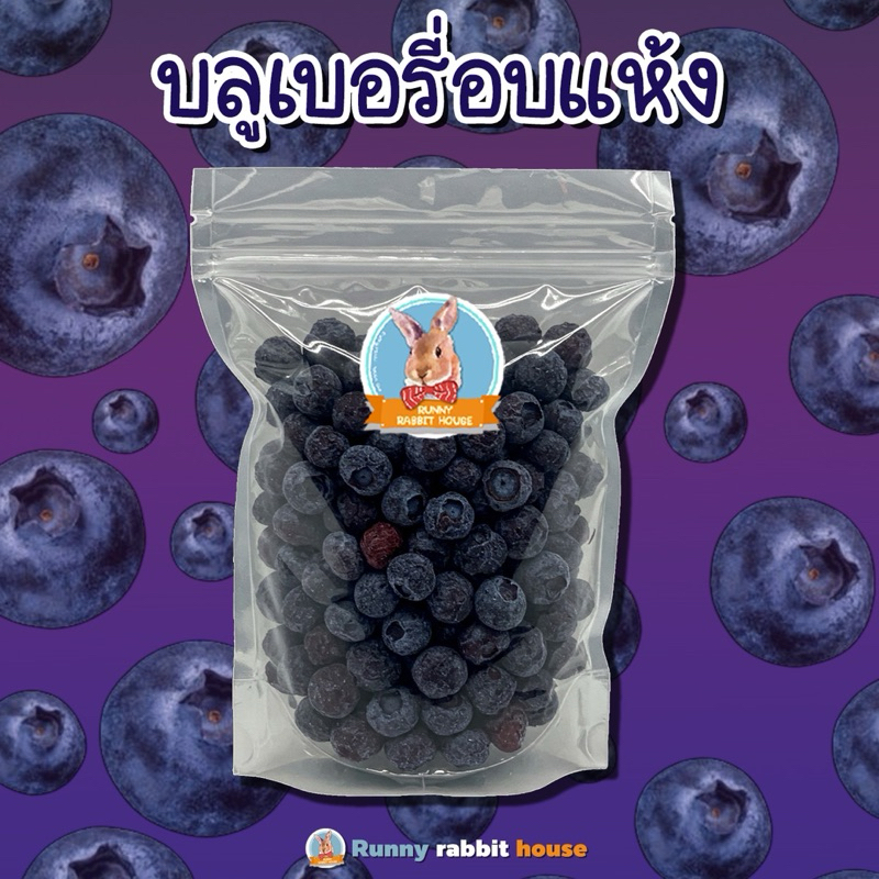 บลูเบอร์รี่อบแห้ง ไม่ปรุงแต่ง ขนมสำหรับสัตว์ฟันแทะ