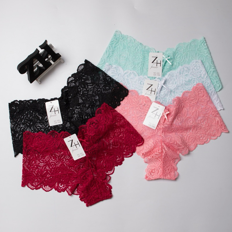ZH.6761 กางเกงชั้นในลูกไม้ฟรีไซส์ บิกินี่ลูกไม้