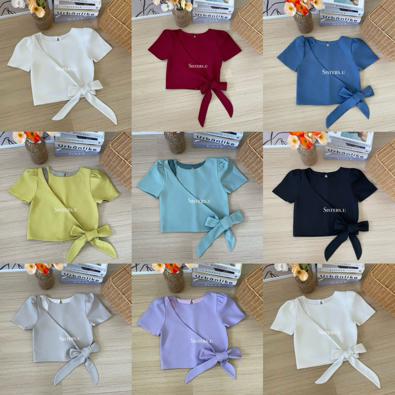 Sisters.u TOP 118 เสื้อมีแขนป้ายเฉียงผูกโบว์