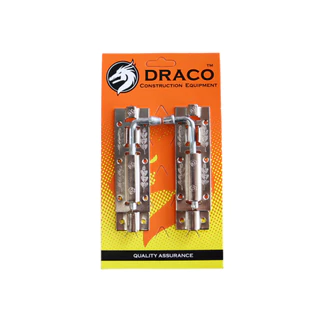 DRACO กลอนประตู หน้าต่าง กลอนเหล็กมีลาย NO. 290 ขนาด 4 นิ้ว และ 6 นิ้ว (รุ่นแผง) จำนวน 1 แผง (2ตัว) พร้อมสกรู