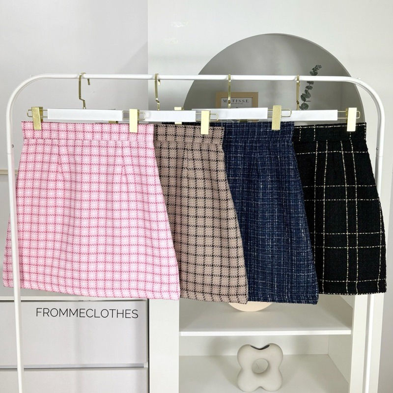 Frommeclothesกระโปรงทรงเอผ้าทวีตXS-5XL สั่งตัดได้