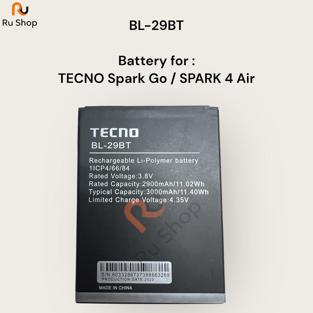 แบตเตอรี่ TECNO Spark Go / 4 Air KC1 KC1j Kc6 BL-29BT 3000mAh ประกัน 3 เดือน