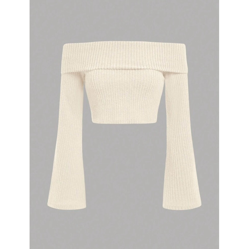 เสื้อปาดไหล่แขนยาวทรงครอป ป้าย Shein shop250