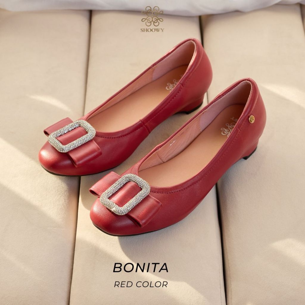 Shoowy รองเท้าหนังแกะรุ่น Bonita Red Color (สีแดง)
