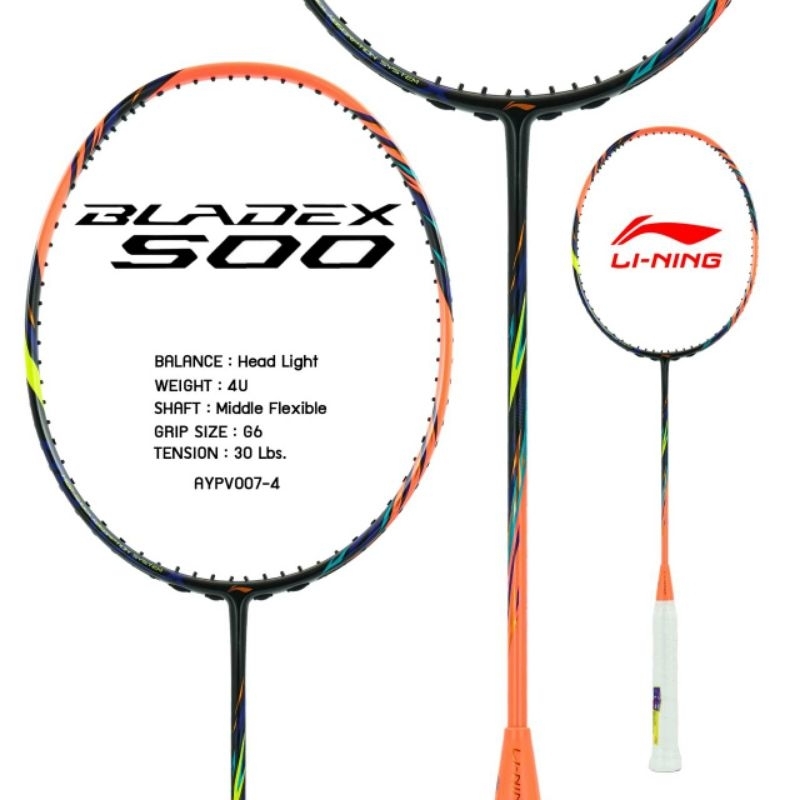 Li-Ning ไม้แบดมินตัน รุ่น BLADEX 500 4U แถมเอ็น Li-ning กริป ซอง