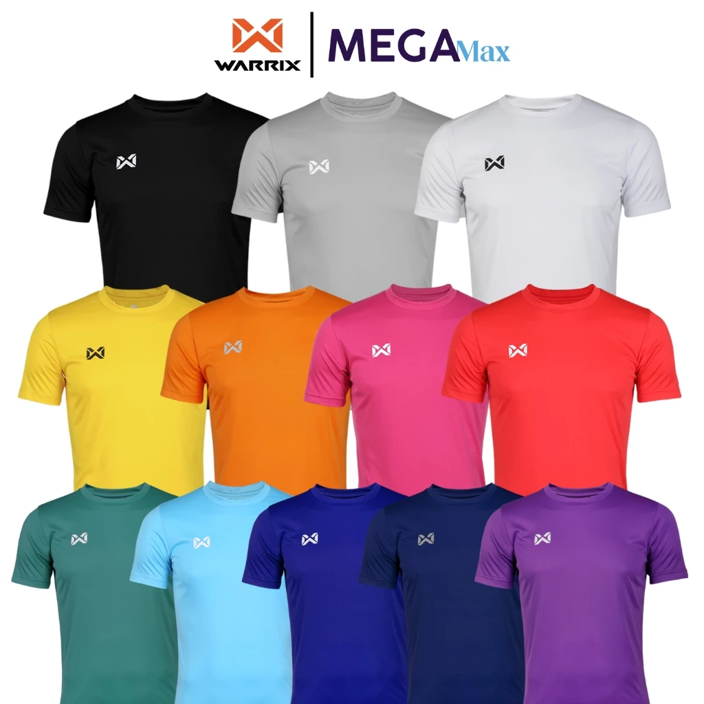 เสื้อกีฬา WARRIX FBA071 FBA571 ผ้าไมโครเรียบ คอกลม แขนสั้น สีพื้น WA-251FBACL01