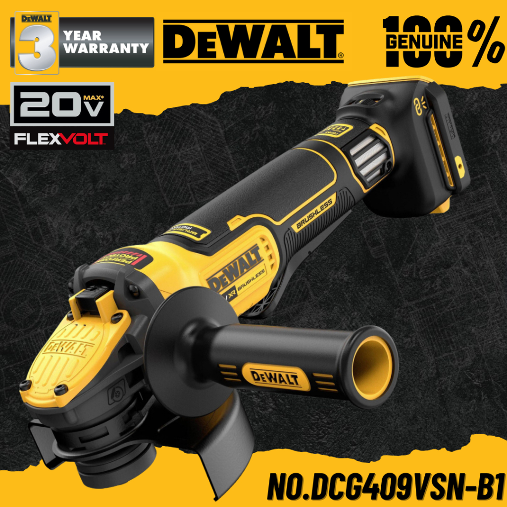 DEWALT เครื่องเจียรไร้สาย 4" ปรับรอบได้ 20V Max Flexvolt Advantage No.DCG409VSN-B1 (เฉพาะตัวเครื่อง)
