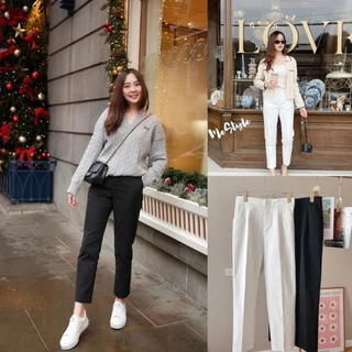 CREEK PANT กางเกงเก้าส่วน ซิปหน้า ขากระบอก กระเป๋าข้าง ผ้าคอตตอนผสมดีชนะเลิศ ทรงสวยมากๆ