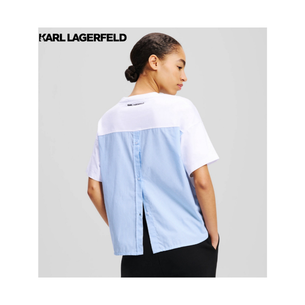 KARL LAGERFELD - IKON FABRIC MIX TSHIRT