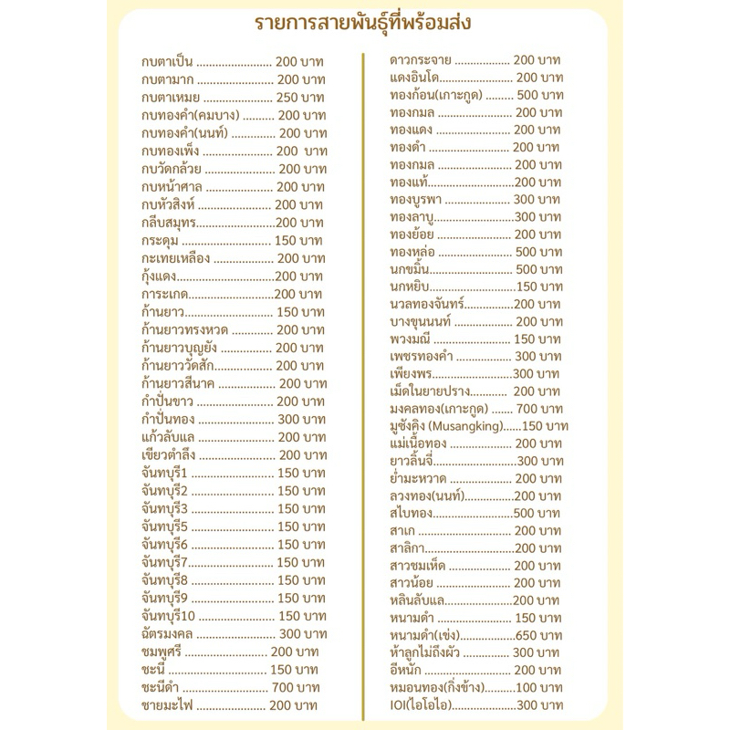 รายชื่อสายพันธุ์ต้นทุเรียน ทักแชทก่อนกดสั่งซื้อนะคะ