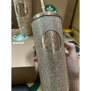 พร้อมส่ง✔️ส่งทุกวันเร็วมาก แก้วเพชรพรีเมียมเก็บความเย็นสตาบัคพร้อมถุง งานปั้มทุกจุด ของขวัญไหว้ผู้ใหญ่