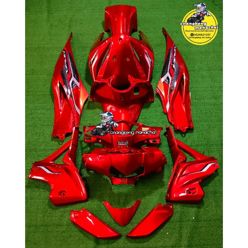 ชุดสีเวฟ 110i ใหม่ ปี 2011 หา 2018 สีแดงแก้วล้วนพร้อมติดลาย(ติดลายLED) 15 ชิ้นลูกค้าสามารถเลือกสีและลายได้ทักแชท