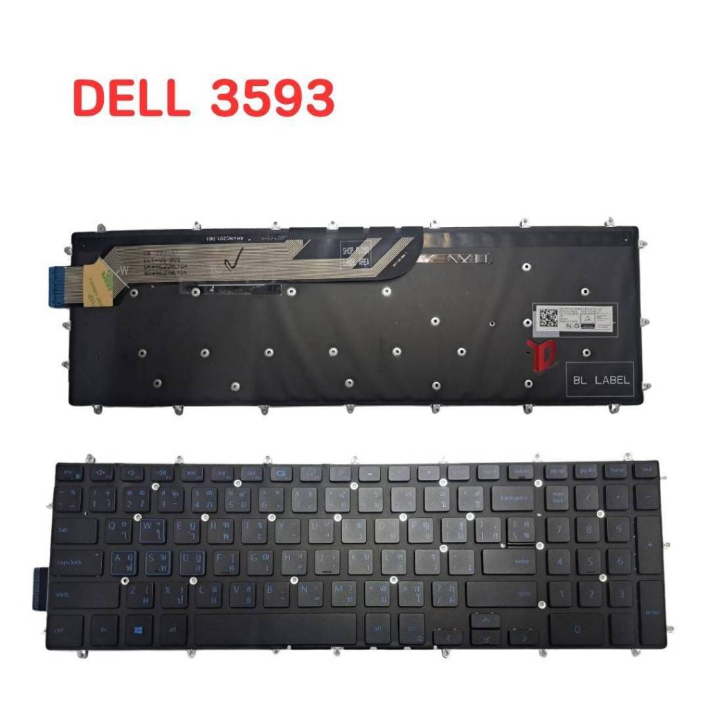 KEYBOARD DELL Inspiron 3593 ปุ่มสีฟ้า ใช้ได้กับรุ่น 15-3581 15-3582 15-3583 15-3584 15-3585 15-3590 