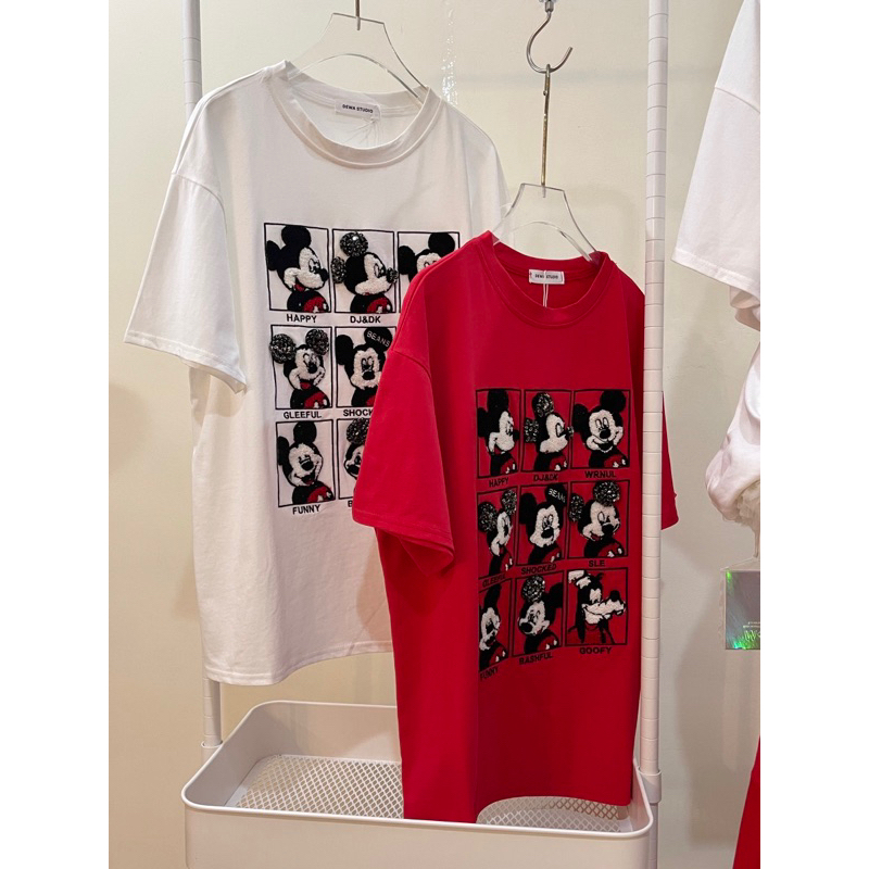 เสื้อยืดปักลายการ์ตูนมี2สี