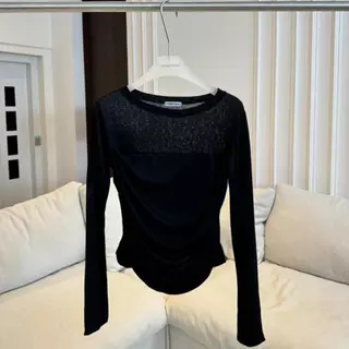PTL001เสื้อแขนยาวย่นข้างผ้าสลาฟ PROMTHONG