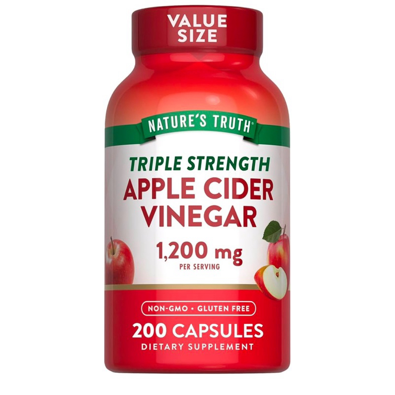 🍎💦APPLE CIDER VINEGAR 1200 mg  200 เม็ด🍎💦(EXP:3/2027)