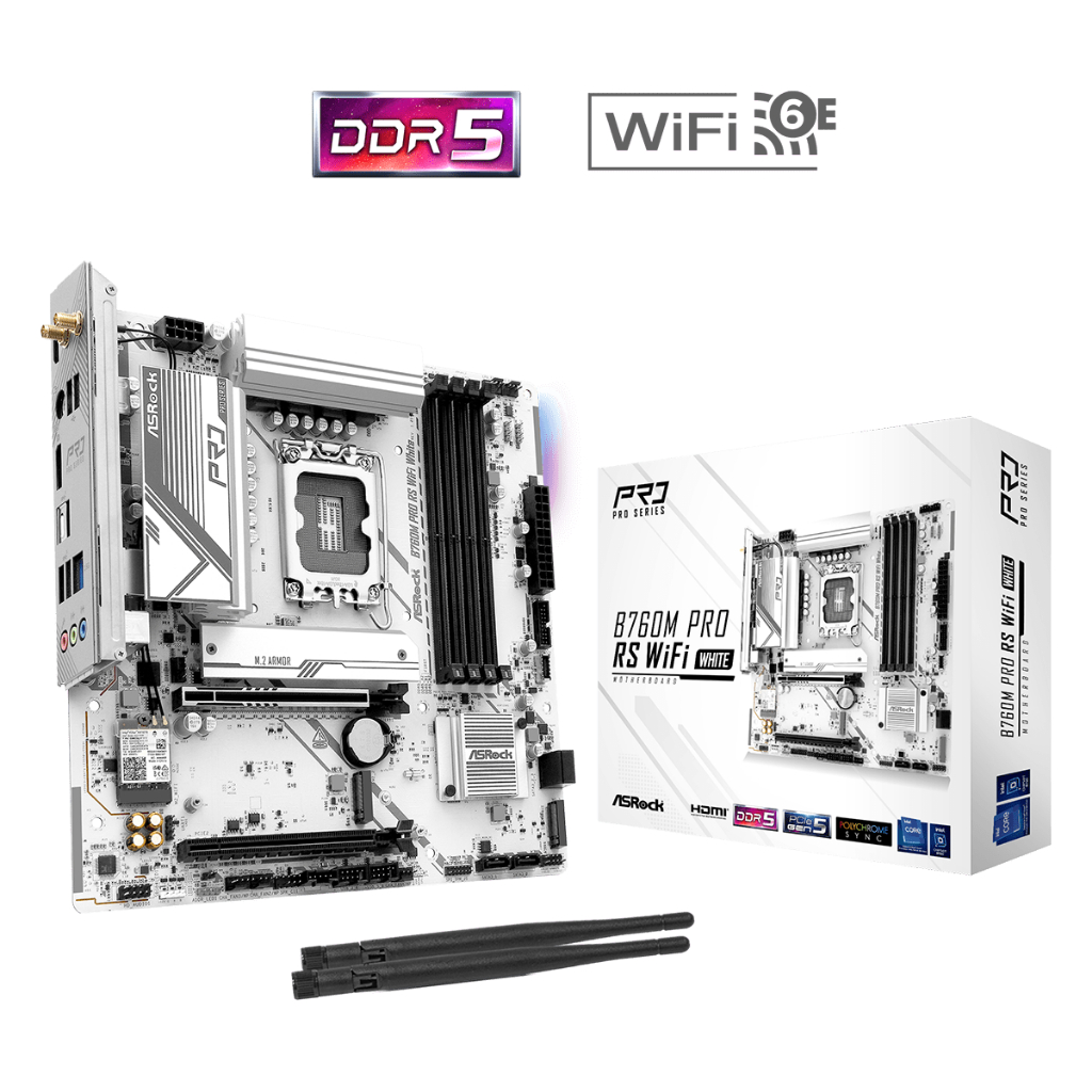 MAINBOARD (1700) ASROCK B760M Pro RS WiFi White DDR5