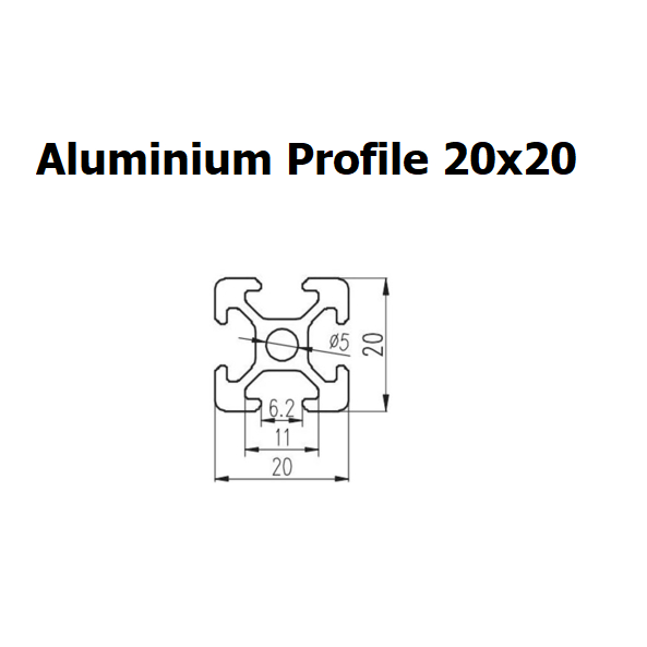 อลูมิเนียมโปรไฟล์ 20x20, Aluminium Profile 20x20 (ความยาวมากกว่า 1เมตร) **พร้อมส่ง**