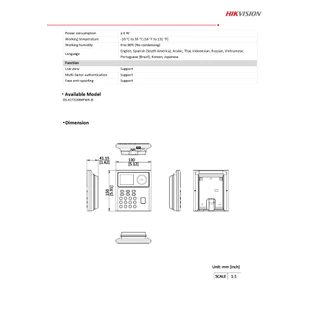 HIKVISION DS-K1T320MFWX เครื่องสแกนใบหน้า ลายนิ้วมือ และบัตร รับประกันสินค้า 3 ปี