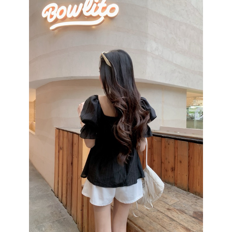 Proudly.bkk  ROSALIA TOP เสื้อคอเหลี่ยม แขนสั้นจั๊ม ดีเทลผ่าหน้า - รูปที่ 5