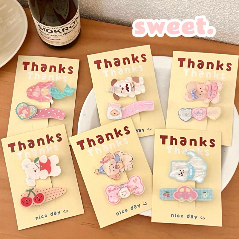 Cute 333 กิ๊บติดผม กิ๊บหนีบผม แฟนซี niceday 2 ชิ้น/แพ็ค