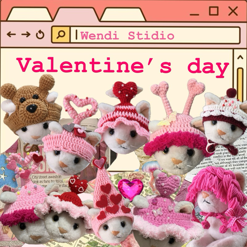 ( Valentine )หมวกถักไหมพรมน้อนแมวหมา กดผ่าน Shopee video ลด 40%