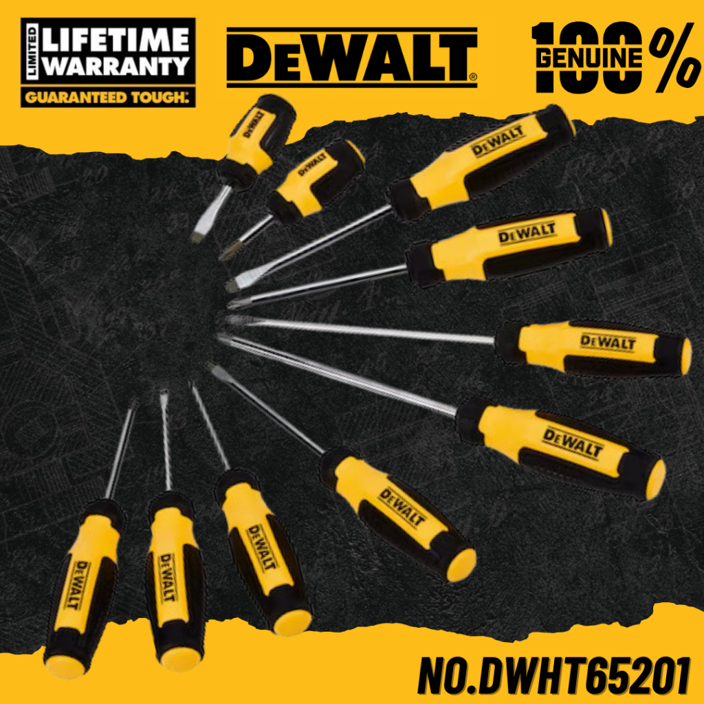 DEWALT ชุดไขควง Performance Grip 10 ชิ้น/ชุด No.DWHT65201