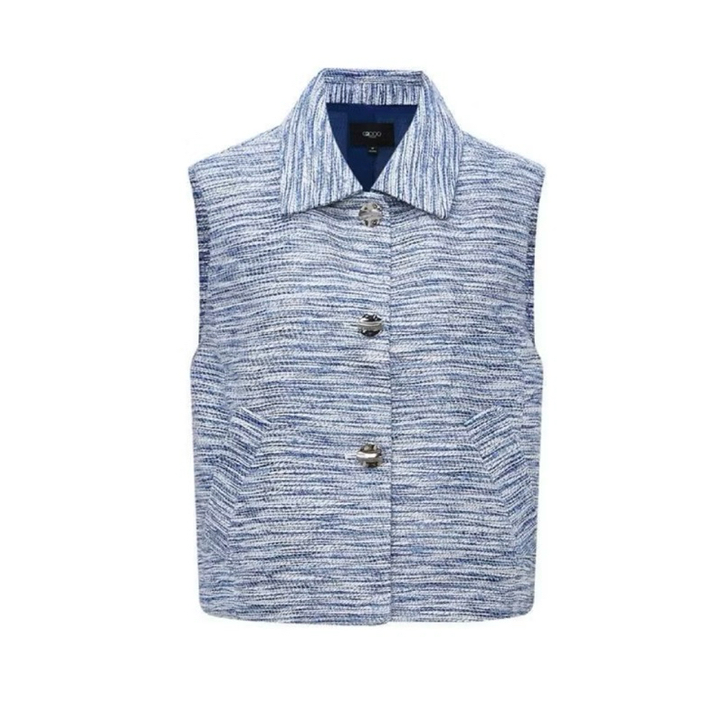 G2000 (SALE 5 วัน) เสื้อเบลเซอร์สีน้ำเงินแขนกุดผ้าทวีด TWEED JACKET เบลเซอร์แฟชั่น