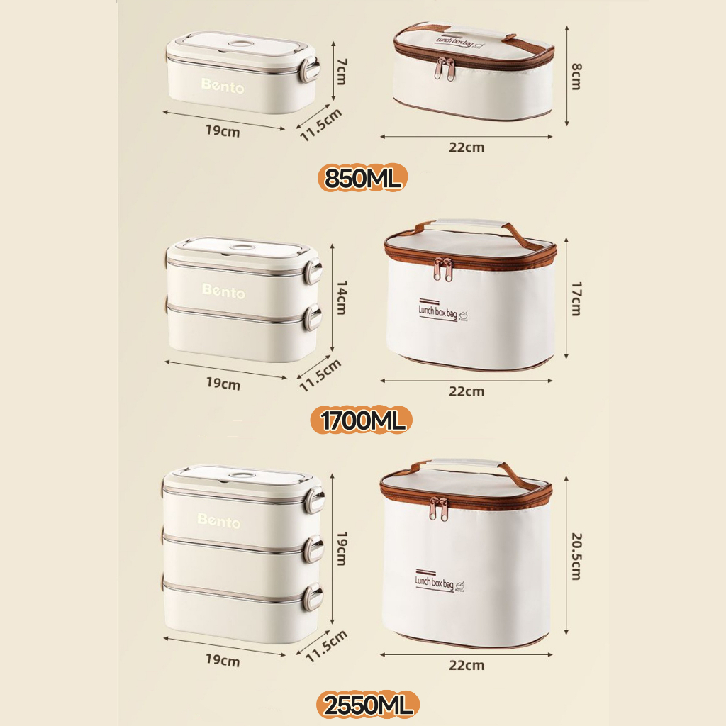 [พร้อมส่ง]กล่องข้าว เข้าไมโครเวฟได้ เก็บอุณหภูมิ สเตนเลส 304 ข้าวกล่อง 1/2/3 ชั้น กล่องเก็บอาหาร ถุงเก็บความร้อน รูปที่ 8