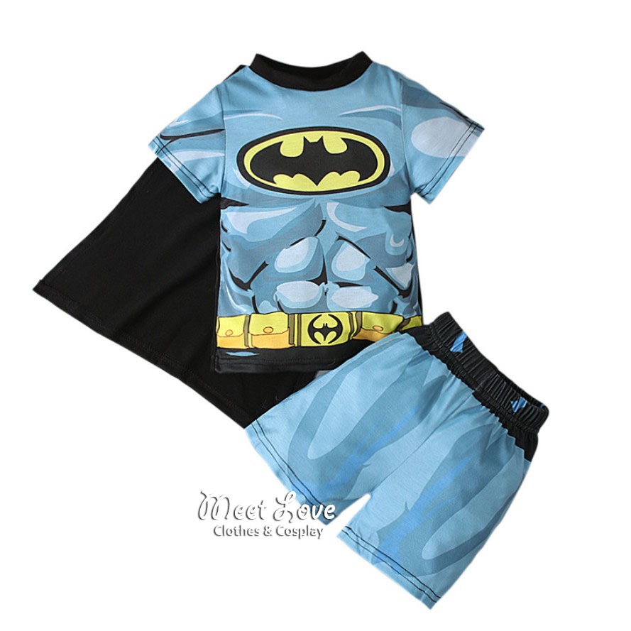 ชุดแฟนซีเด็ก ชุดแบทแมน ชุดซุปเปอร์ฮีโร่ Batman ชุดฮีโร่แขนสั้น ขาสั้น ชุดลำลอง แบทแมน