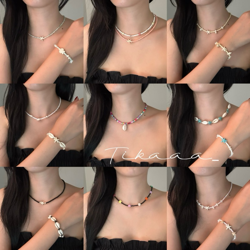 (พร้อมส่งจากไทย) สร้อยเปลือกหอย  สร้อยปลาดาวไปทะเล งาน handmade สร้อยข้อมือ