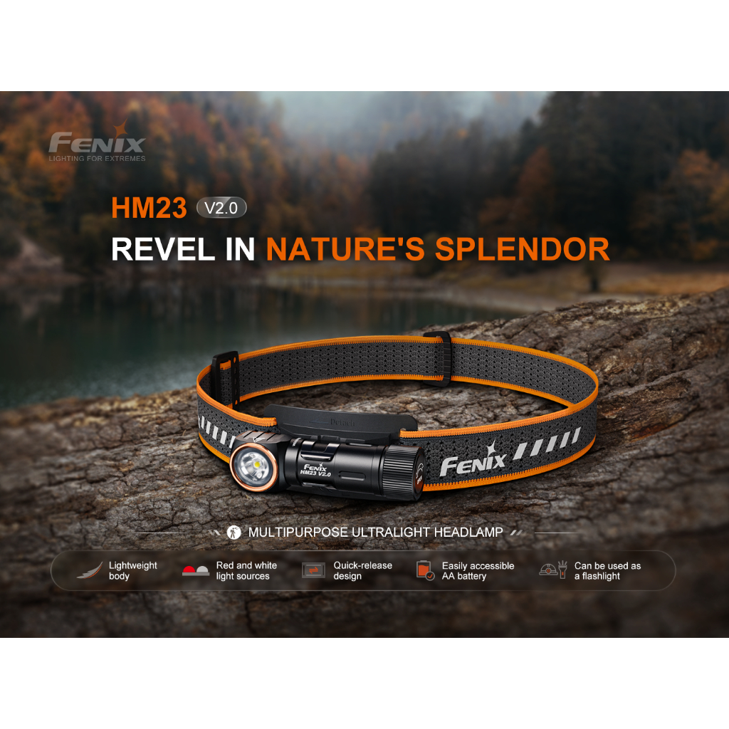 ไฟฉายคาดหัว FENIX HM23  V2.0 AA1 ก้อน ที่ทนทาน คนในวงการทราบดี!!  ประกันศูนย์ไทย 3 ปี