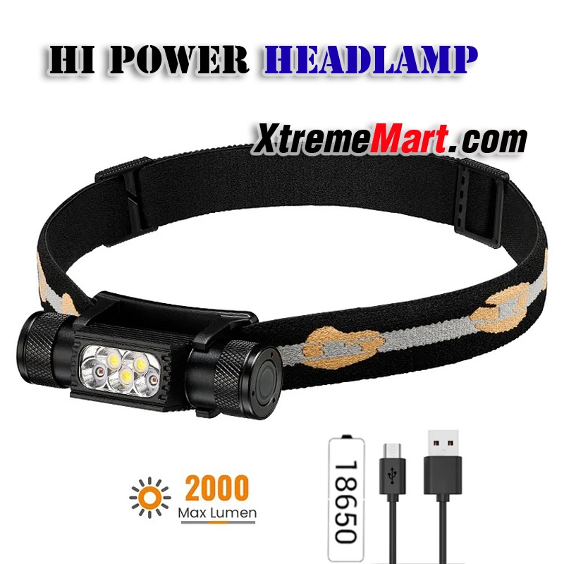ไฟฉายคาดหัว H05B หรือ H35B แสงขาว3หลอด + แสงแดง2หลอด สว่าง 1200 - 2000 lumens