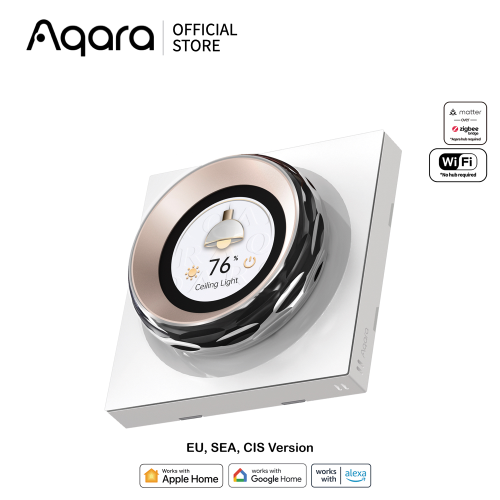 Aqara Touchscreen Dial V1 EU สวิตช์หน้าจอสัมผัสพร้อมปุ่มหมุน รีเลย์ 2 ช่อง วัดอุณหภูมิ/ความชื้น