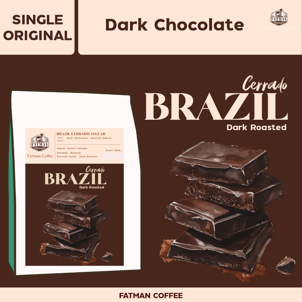 เมล็ดกาแฟคั่วเข้ม Brazil Cerrado Jaguar