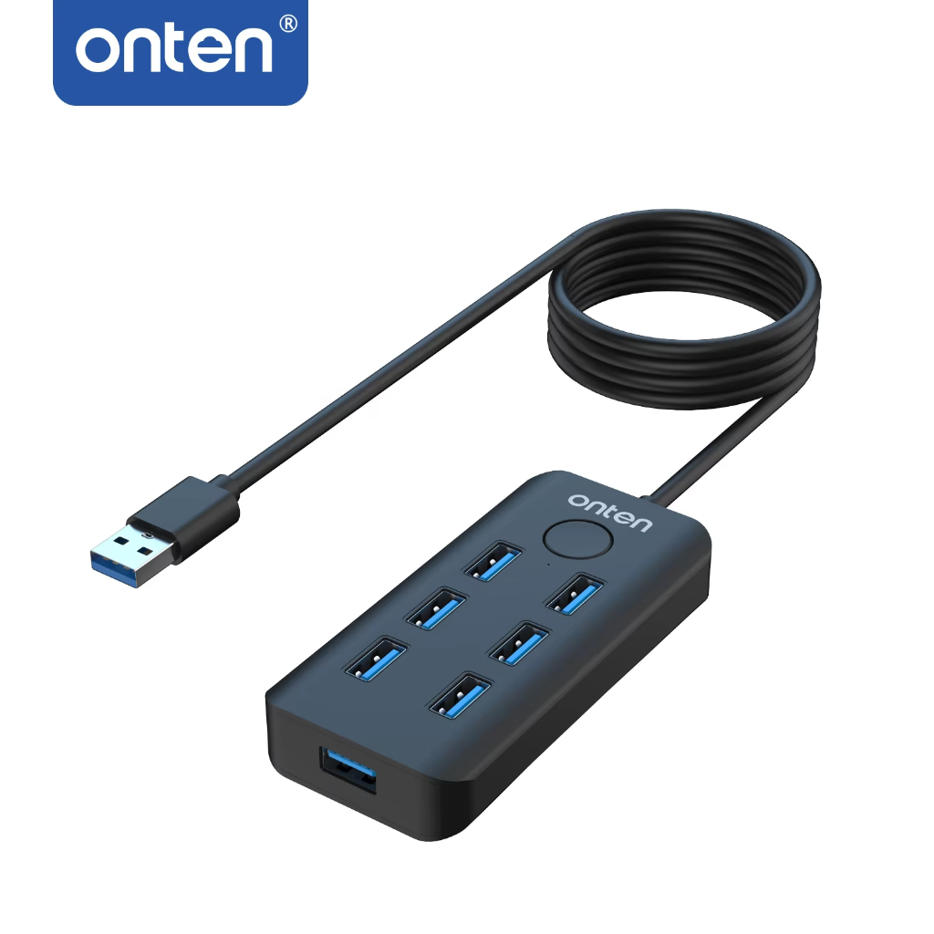 Onten OTN-8120 USB3.2 Gen1 USB Hub 5Gb 7Port Whit One-Click Lock Screen ฮับ อุปกรณ์เพิ่มช่องต่อ USB3.0
