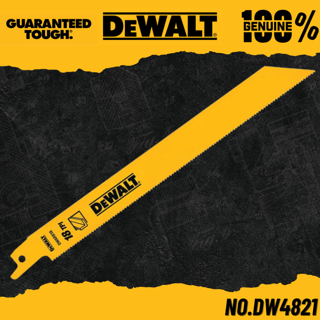 DEWALT ใบเลื่อยชักสำหรับตัดเหล็ก ขนาด 8 นิ้ว 18 TPI No.DW4821 (5 ใบ/แพ็ค)