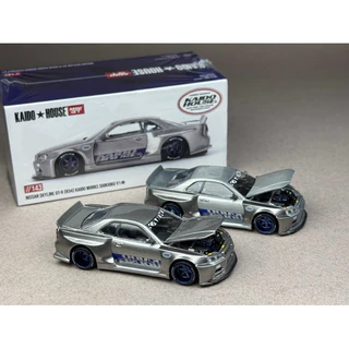 ✨Chase Car Nissan Skyline GT-R (R34) Kaido Works SHINJUKU V1 #143 Scale 1:64 ยี่ห้อ Mini gt