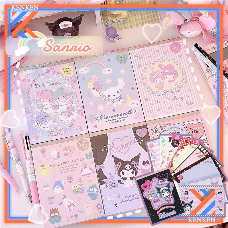 SANRIO สมุดโน้ต ลายซานริโอ้น่ารัก 128 แผ่น พร้อมสติกเกอร์ 1 แผ่น สําหรับโรงเรียน