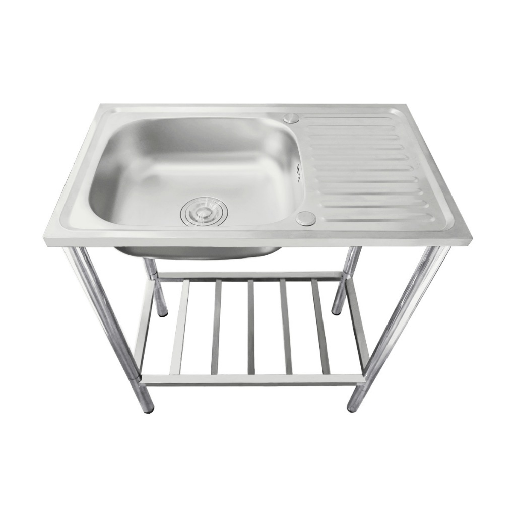 อ่างล้างจานสแตนเลสพร้อมขาตั้ง 1 หลุม 1 ที่พัก AXIA ซีรีส์ PP รุ่น PP ST 7545 ขนาด 75 ซม.